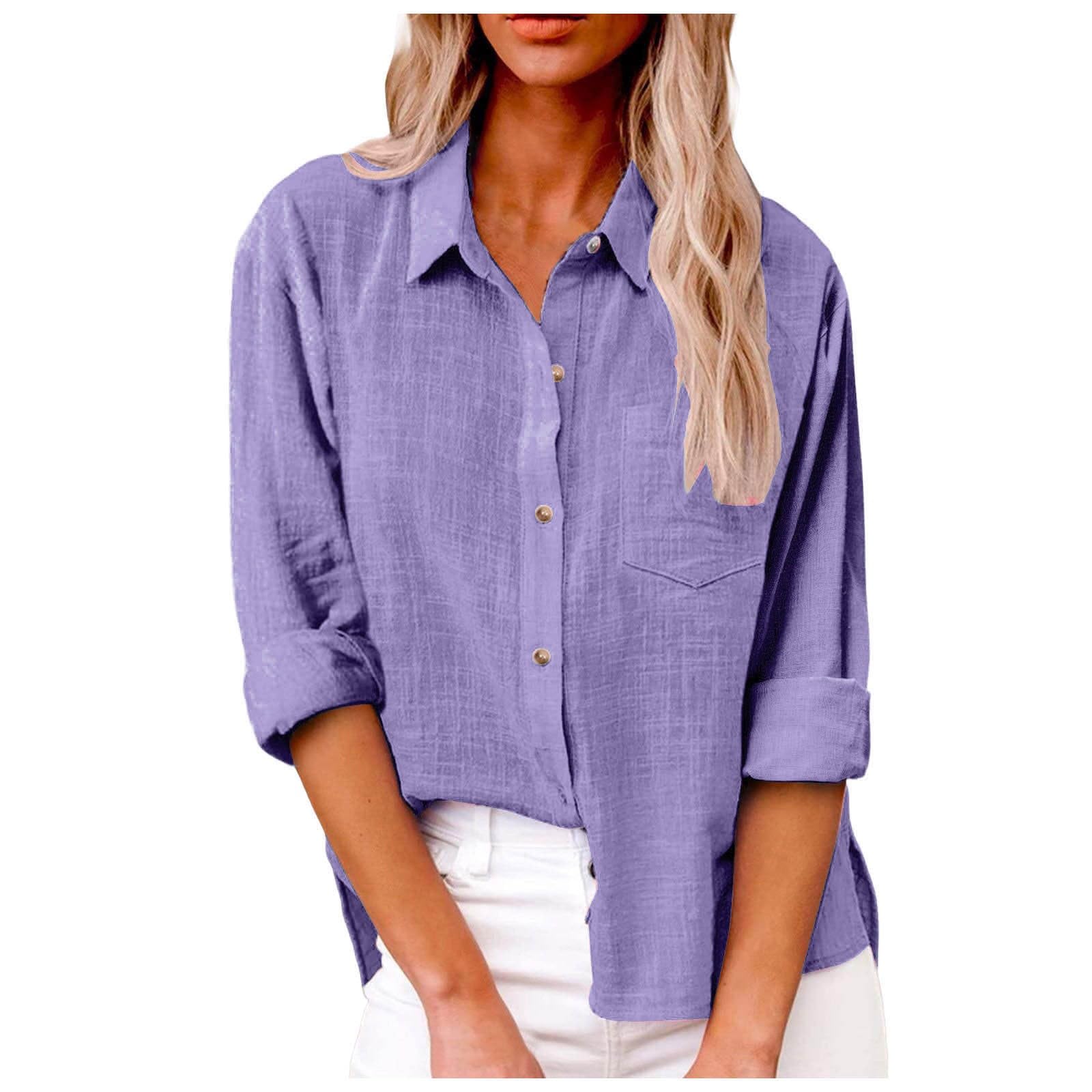 Camicie da donna in lino con bottoni 2026 alla moda tinta unita primavera manica lunga garza plus size camicette estive risvolto vestibilità ampia abiti in mussola oversize colletto leggero spacco