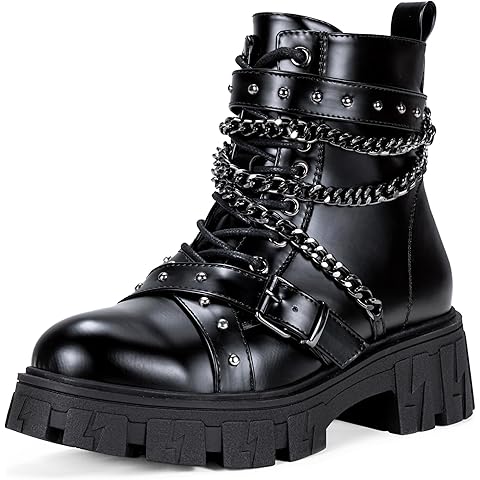 Jeossy Women's 9620 Chelsea Combat Boots, Platform Ankle Boots Chunky Heel, Fashion Lug Sole Slip on Booties with Elastic Band