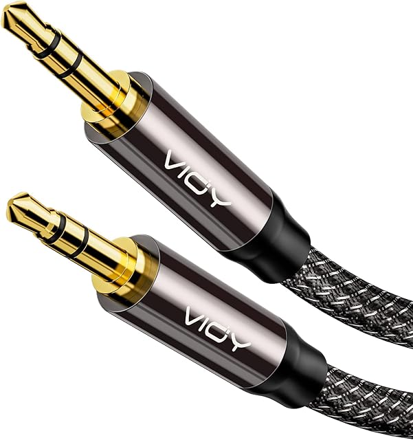 VIOY Aux Cable 2M, [Copper Shell, Hi-Fi Sound] 3.5mm Male to Male Headphone Braided Auxiliary Cord Compatible with Headphone, Smartphone, Home/Car Stereo, Speaker, Echo & More