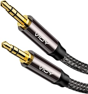 VIOY Aux Cable (6 ft), [Copper Shell, Hi-Fi Sound] 3.5 mm Male to Male Braided Auxiliary Cord Compatible with Headphone, Smartphone, Home/Car Stereo, Speaker, Echo & More
