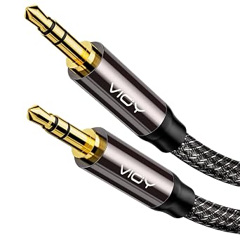 VIOY Aux Cable 6 ft, [Copper Shell, Hi-Fi Sound] 3.5 mm Male to Male Braided Auxiliary Cord Compatible with Headphone, Smartphone, Home/Car Stereo, Speaker, Echo & More