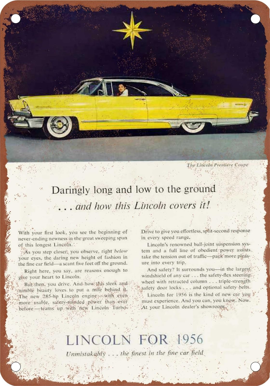 METAL SIGN - 1956 Lincoln Vintage Ad 05 - Old Retro Rusty Look home decor