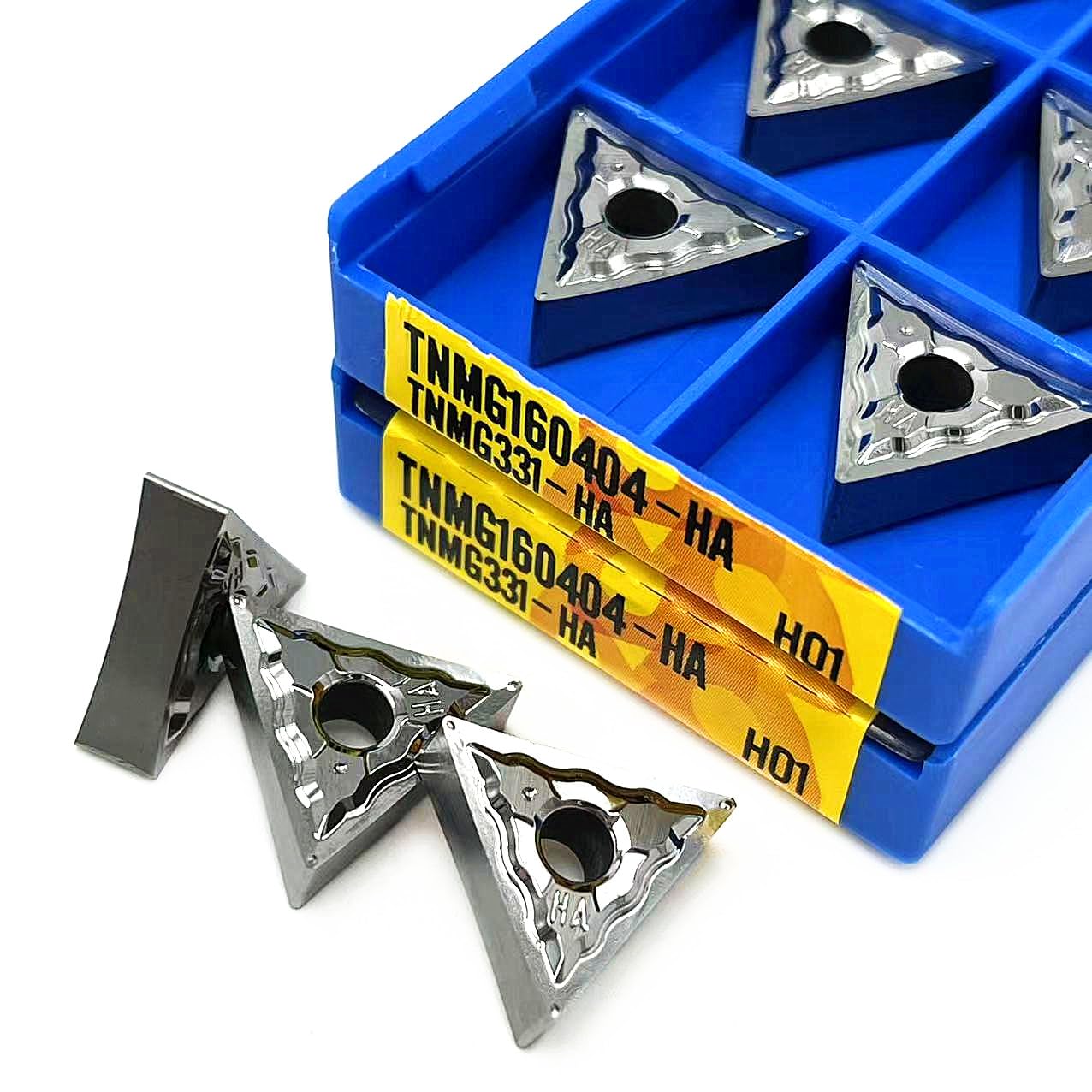 10 pièces CNC plaquettes en carbure d'aluminium TNMG160402 TNMG160404 TNMG160408-HA H01 outil de tournage externe CNC plaquettes en aluminium outil de coupe(TNMG160404-HA H01)