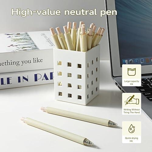 Miniatura 4 de Paquete de 24 bolígrafos de tinta de gel negra,escritura suave, punta extra fina de 164 de pulgada (0.5 mm), color crema para tomar notas,