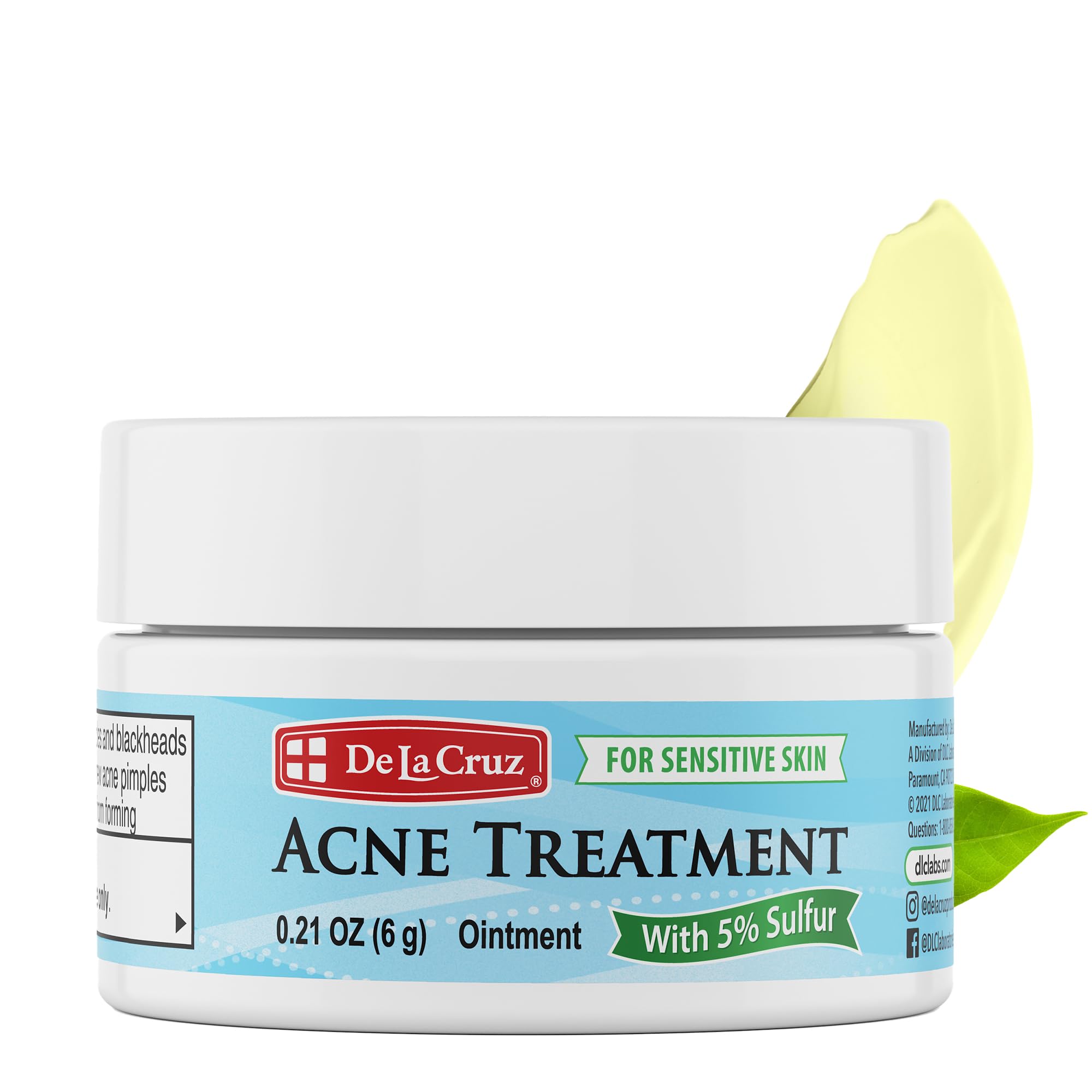 De La Cruz 5 Sulfur Ointment Travel Size - Cystic Acne Treatment for Face and Body - Daily