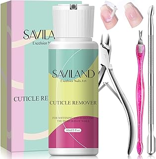 Sponsored Ad - Saviland Cuticle Remover Kit - 2.03 OZ Cuticle Remover Liquid Cream with Cuticle Trimmer, Cuticle Nipper an...