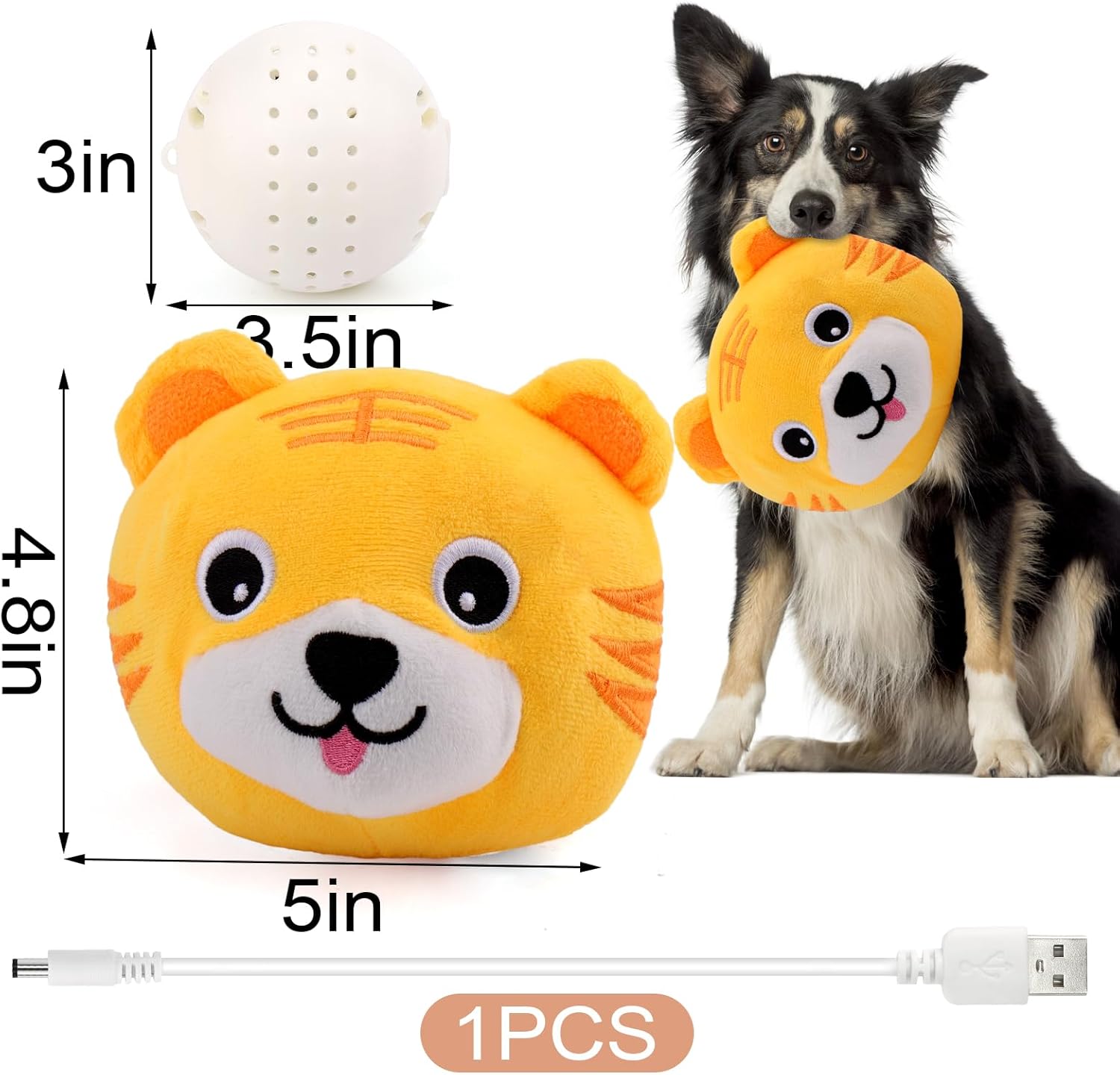 BABORUI Interactive Dog Toys Tiger, Jumping Squeaky Dog Toys with Recording and Music Modes, Rechargeable Moving Dog Chew Toys for Small/Medium/Large Dogs to Keep Them Busy(Tiger) - Image 5