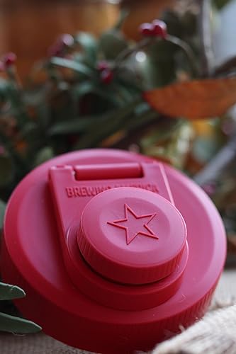 Miniatura 5 de Brewing America Tarro de crema con tapa de vertido y 1 pinta (16 onzas) Azure Mason frasco, tapa roja de boca ancha para leche, azúcar y crema, 1