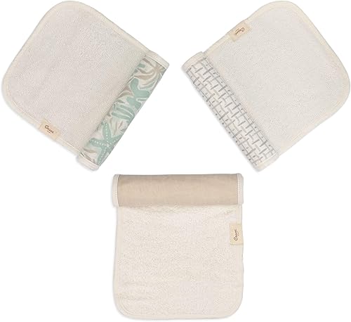 Vista 5 de Crane Baby Paños de muselina para bebé para eructar, paño ligero y absorbente para eructos, Beach Life estrella de mar, juego de 3, 7" x 20