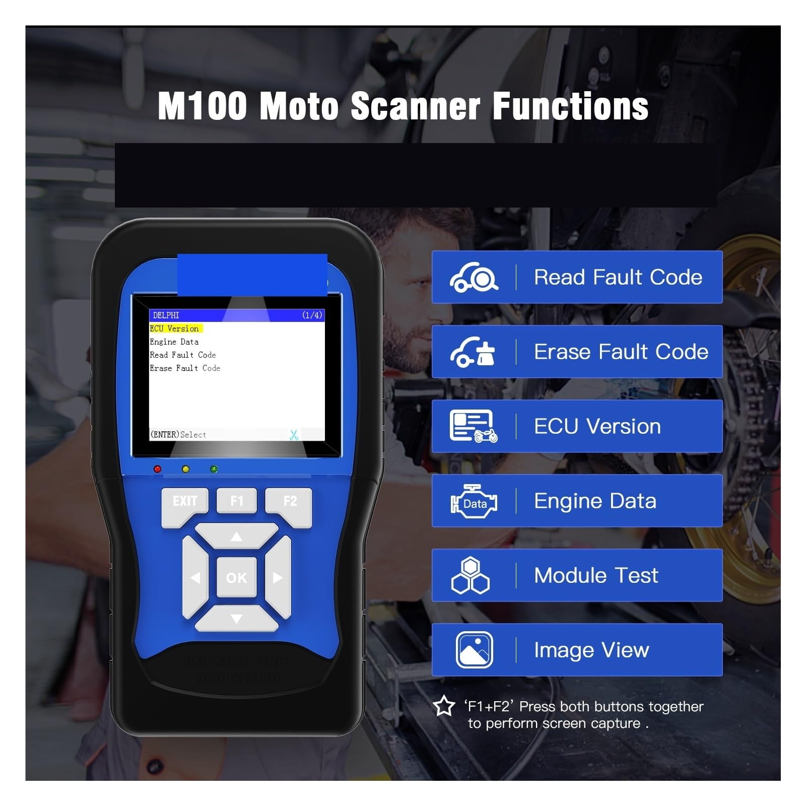 Narzędzie diagnostyczne do skanowania motocykli M100 w wielu językach Moto Scan Tester,Przyjazny dla użytkownika