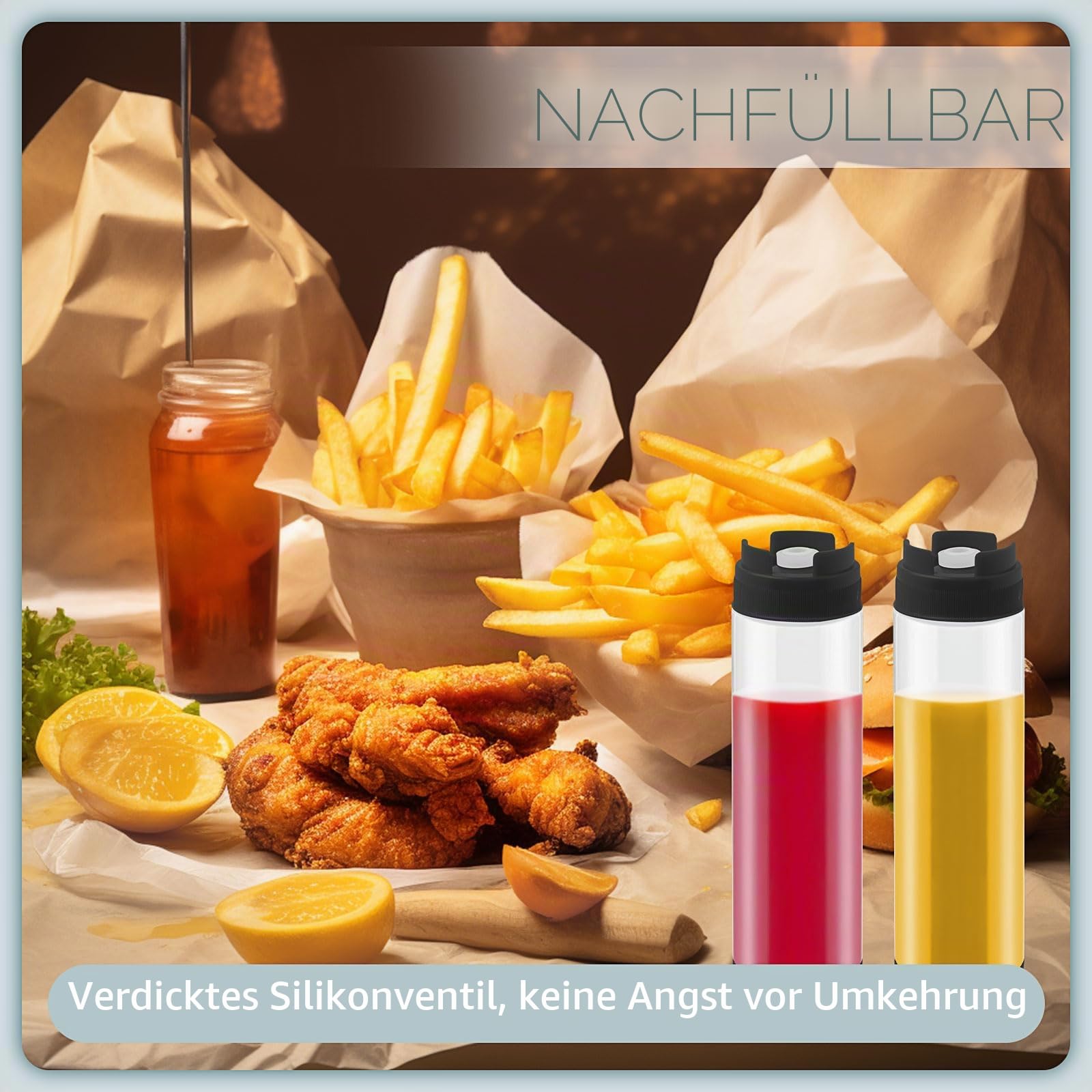 12 Stück Umgekehrte Kunststoff-Quetschflaschen 480 ml, Nachfüllbare selbstdichtende Soßenspender für dicke Gewürze Saucen Teig Dressing Catering Lebensmittel Food Truck Restaurant, Schwarz