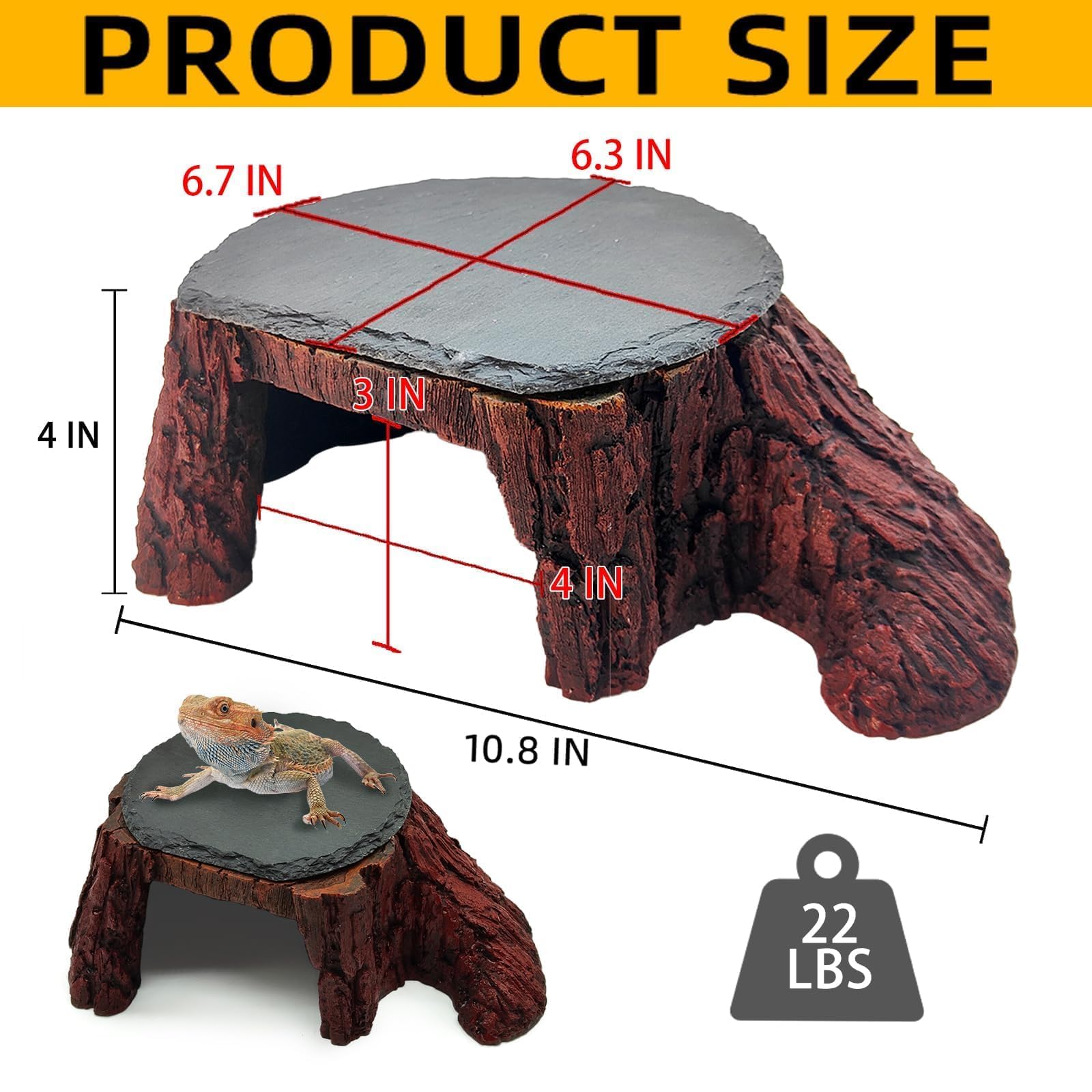 Plataforma de dragón Barbudo, Cueva de Reptiles con Almacenamiento de Calor, Piedra de Pizarra de Almacenamiento de Calor, decoración de Escalada en Roca de geco de Leopardo para Tortuga