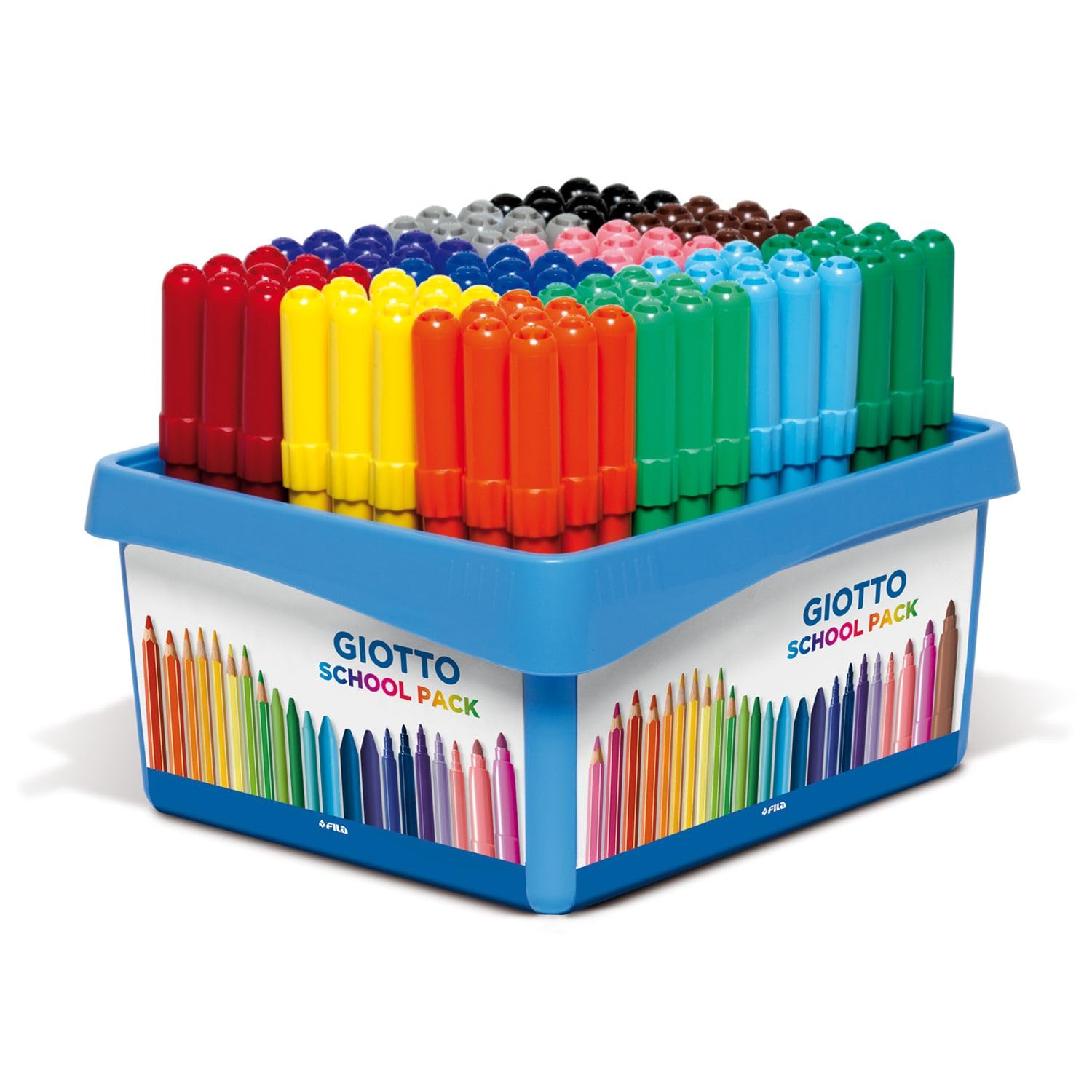 GIOTTO Turbo Maxi Super Washable Felt Tip Fibre Pens, Large Tip Nib 5mm, Schoolpack, 108 x Assorted Colours, For Children, Parties and Schools