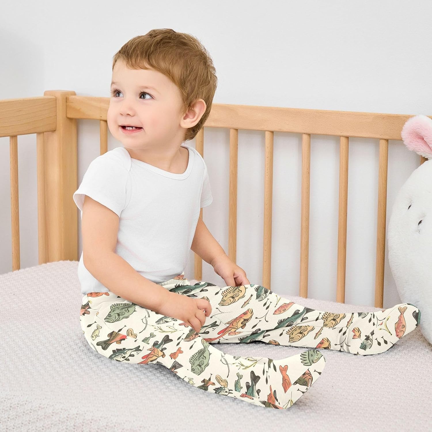 Baby Footed Pants Vintage Bass Fishes Newborn Pants Boys Girls 0-24 Months