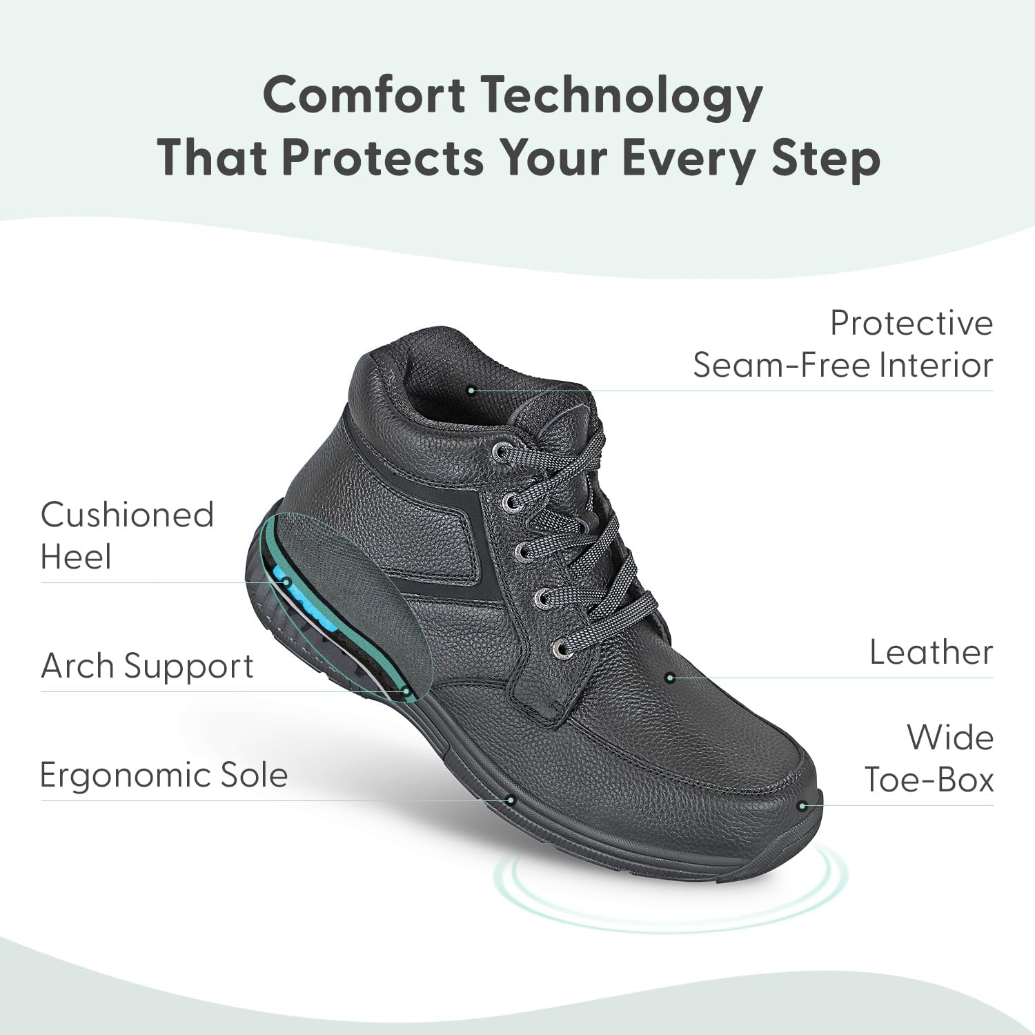 Orthofeet Men's Orthopedic Leather Highline Lace-Up Boots - Image 3