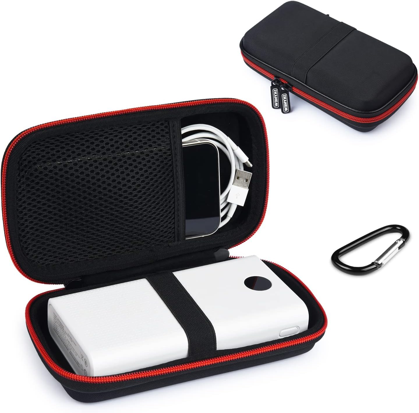 Custodia Rigida In Tessuto Per Power Bank – Adatta Per 20000mAh E 26800mAh, Con Doppia Cerniera E Moschettone - 5