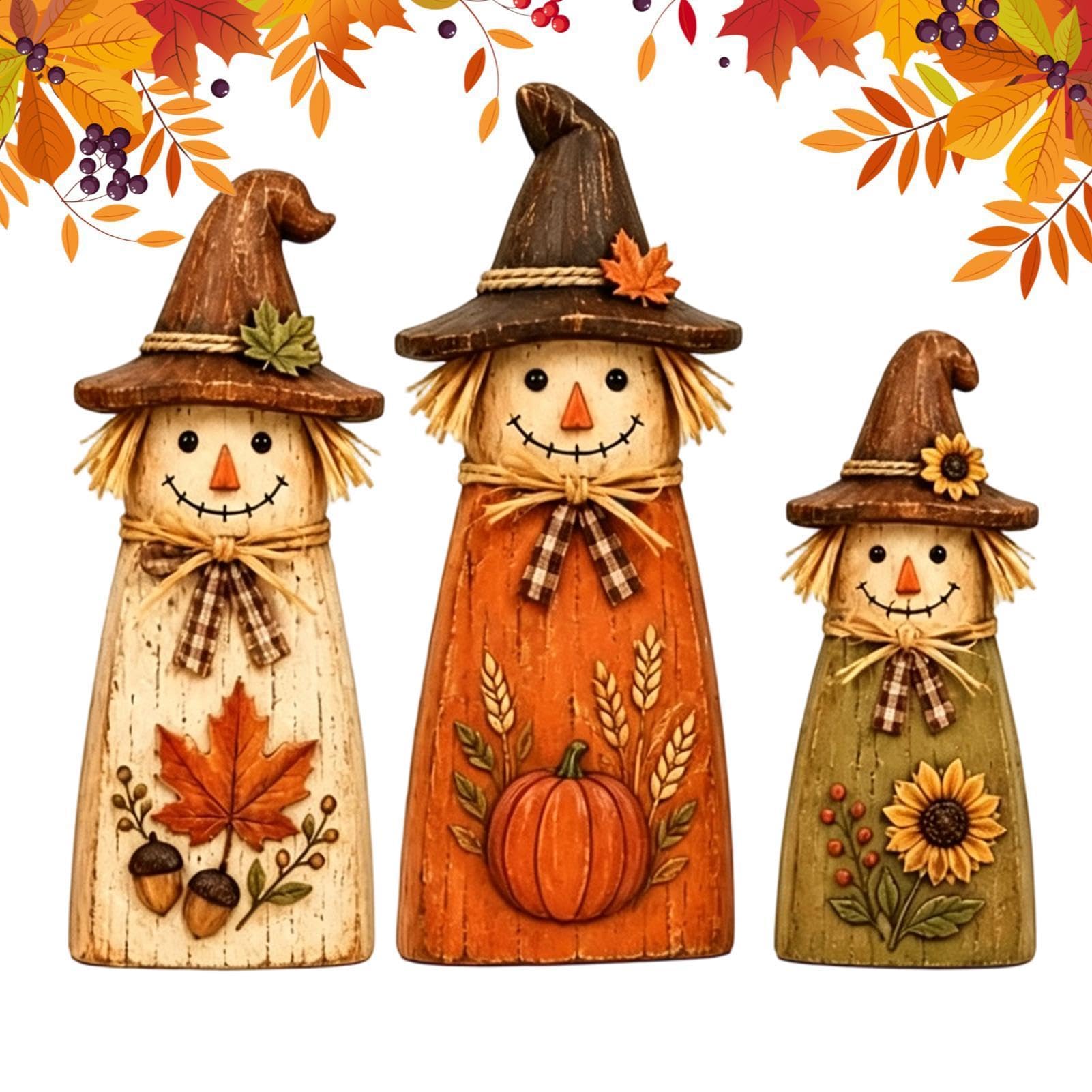 Decorazione Spaventapasseri Vintage Spaventapasseri Rustico Resina | Figurine Decorative Autunnali per Mensola Per , Mensola , Piano
