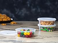 Vista 3 de Recipientes de delicatessen con tapas [48 juegos – 8 onzas.] Pequeño recipiente de plástico para sopa – Contenedores desechables de almacenamiento