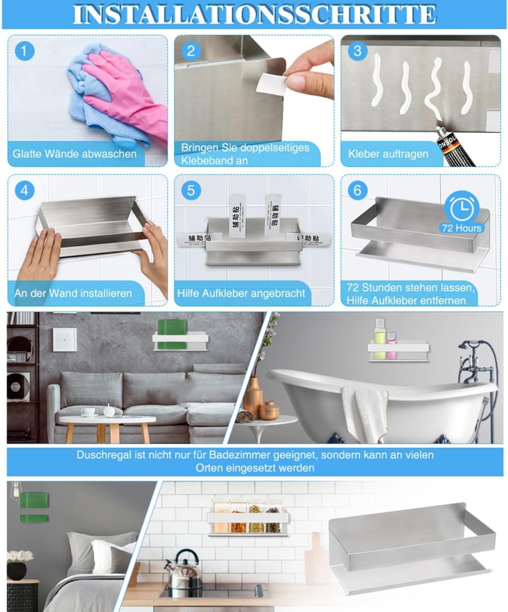 Cabilock Wall-mounted Stainless Steel Shelf Rack for Bathroom and Kitchen Storage Compact Design for Easy Installation Versatile Organizer for Toiletries and Kitchen Essentials