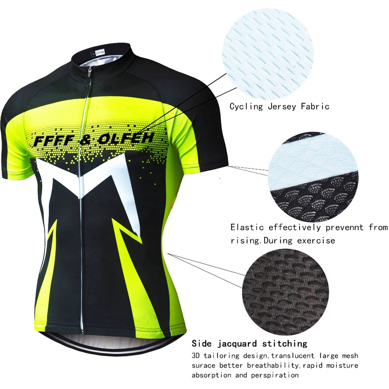 FFFF & OLFEH Abbigliamento Ciclismo Cinque Pezzi Set Manica Corta Tuta Ciclismo Uomo Completo Ciclismo Estivo per Bici da MTB,con Pantaloncini Imbottiti in Gel Traspirante e Ad Asciugatura Rapida