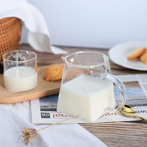 Miniatura 9 de Jarra de crema de vidrio suave y transparente de fondo redondo, jarra de café y leche, jarra de servir, jarra de salsa, jarra de crema de leche para