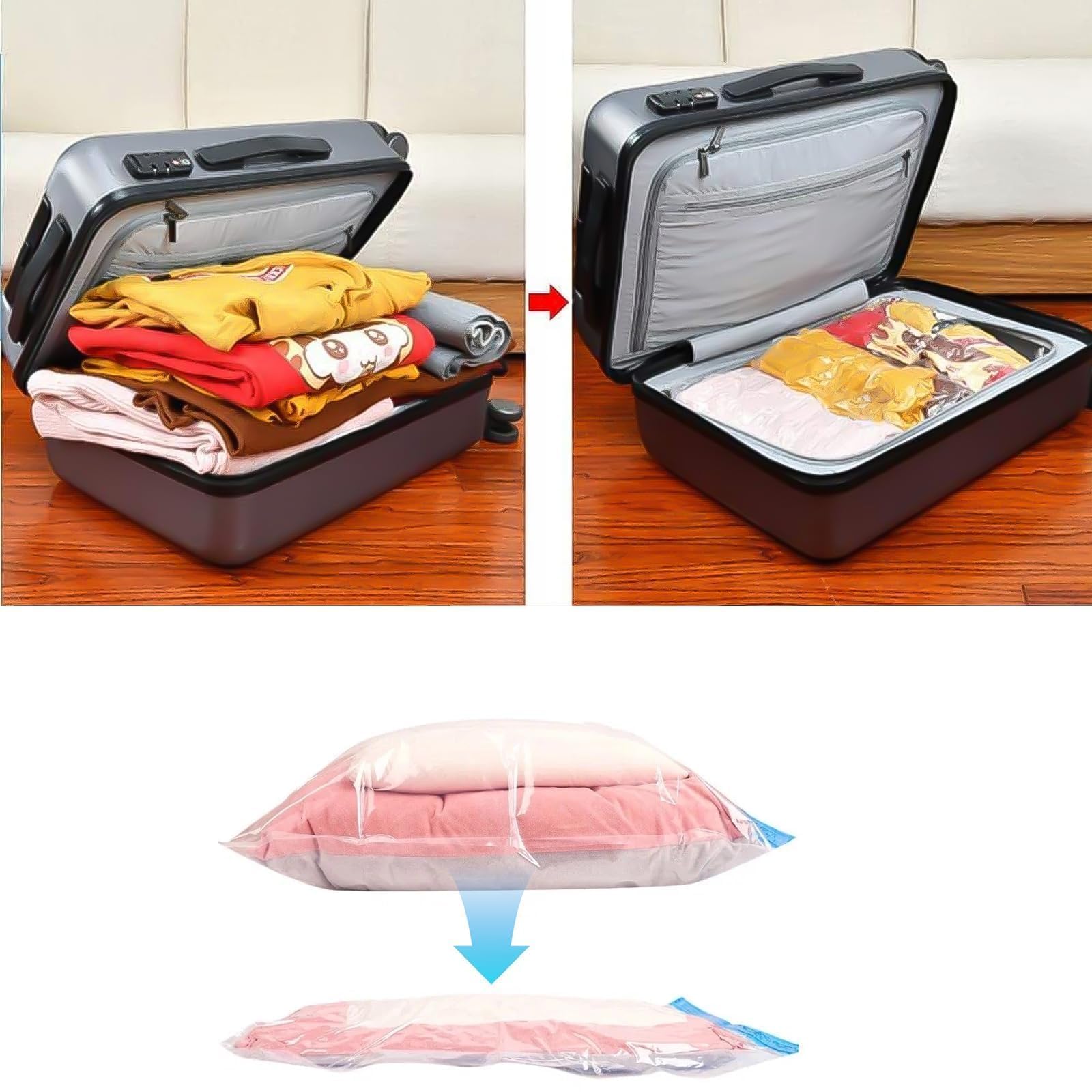 8 Sacchetti Sottovuoto 60x40cm - Per Vestiti E Biancheria, Salvaspazio - Foto 5