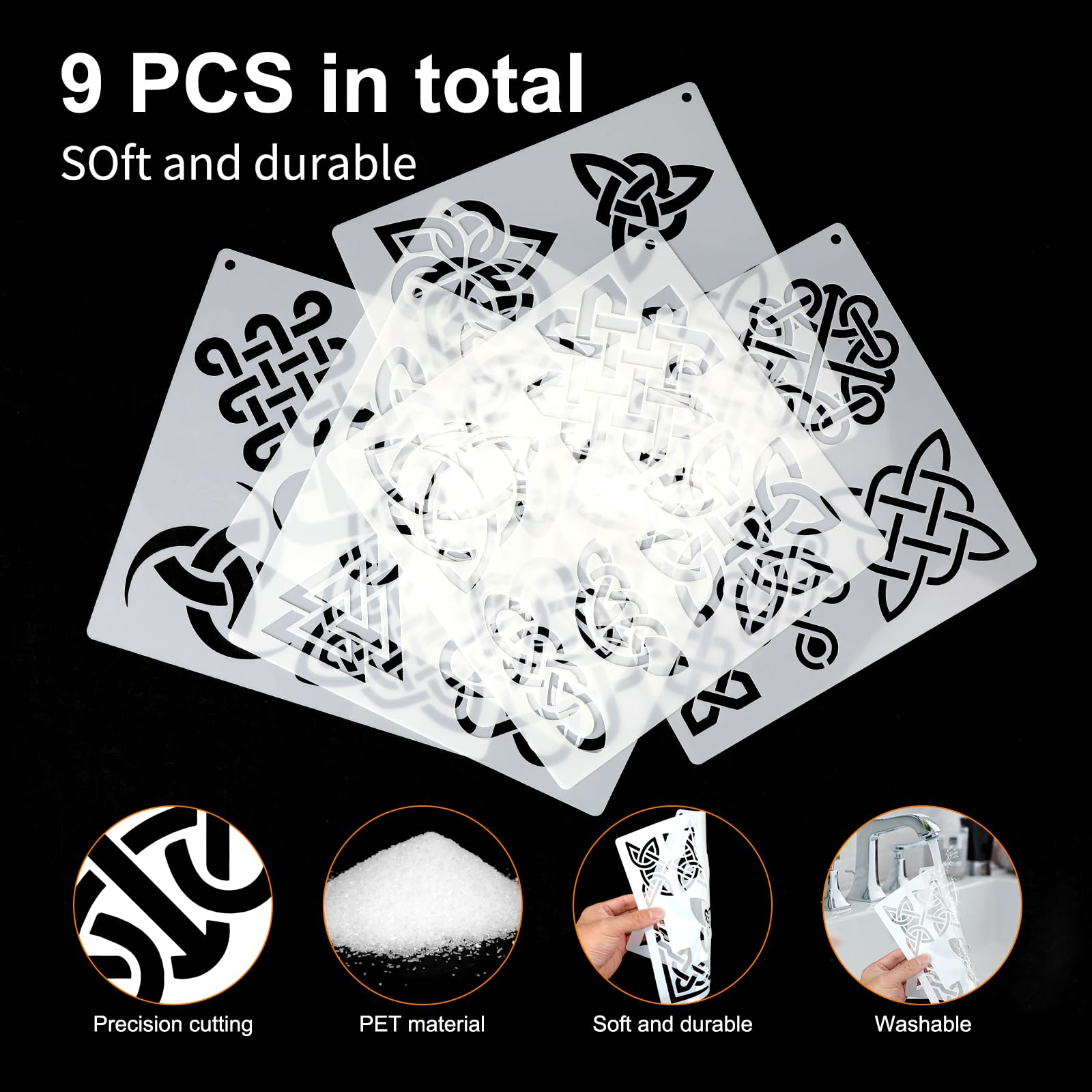 20 Keltische Knoten-Schablonen Aus Mylar – 15,2 X 15,2 Cm, Für Malen, Holz, Stoff