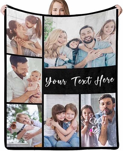 Miniatura 8 de Manta personalizada regalo conmemorativo con texto fotográfico hecha en Estados Unidos, manta de fotos personalizada con collage de cumpleaños,