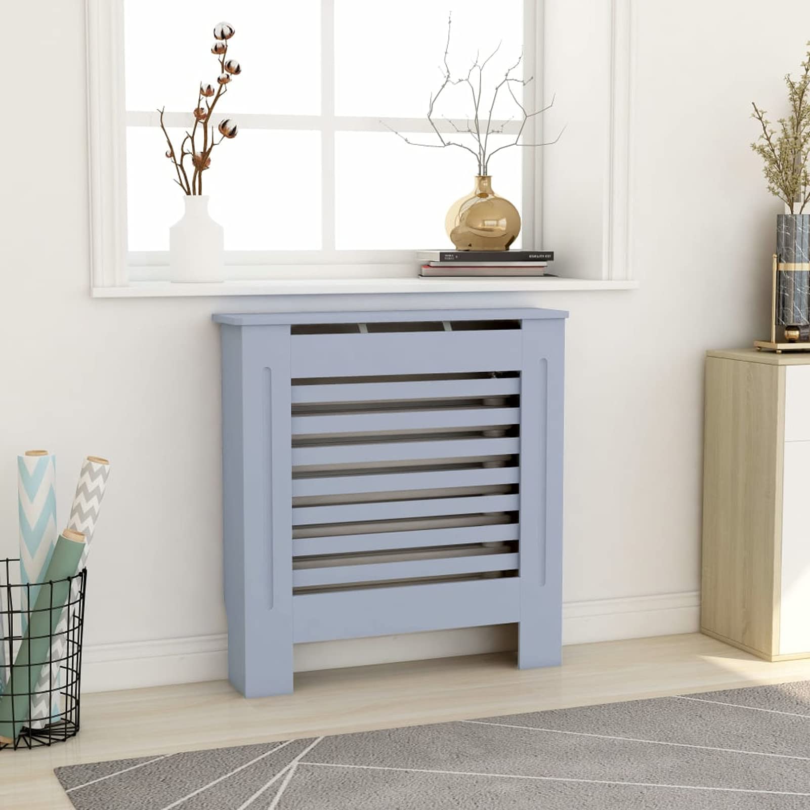 Homgoday Cache-radiateur en MDF gris 78 cm - Cache-radiateur moderne - Pour couloir - Armoires murales décoratives pour salon - 1378