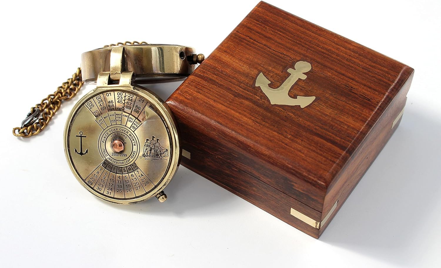 Pocket Calendar Compass – Engraved Brass Nautical Compass for Camping, Travel, Boating, and Home Decor – Gifts for Kids, Teens & Family