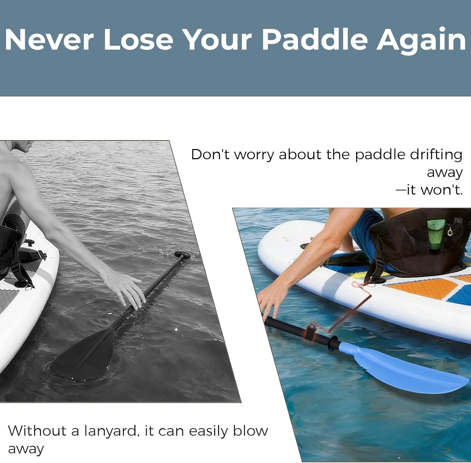 Adjustable Kayak Paddle, Lightweight Floating Oar Durable Floating Kayaking Oars Safety Rope with Stainless Steel Lock Buckle for Outdoor Kayaking Canoeing Fishing Boating.