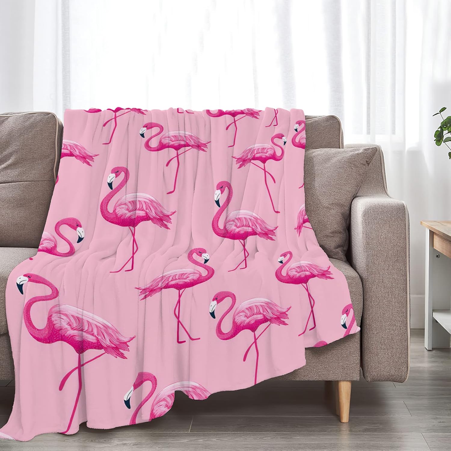 Flamingo Blanket Soft Warm Pink Flamingo Animal Fleece Throw Blanket Gifts for Women Girls Flamingo Stuff Decor Cozy Plush Lightweight Flannel Gifts Blankets for Adults Kids 50"X40" - Image 2
