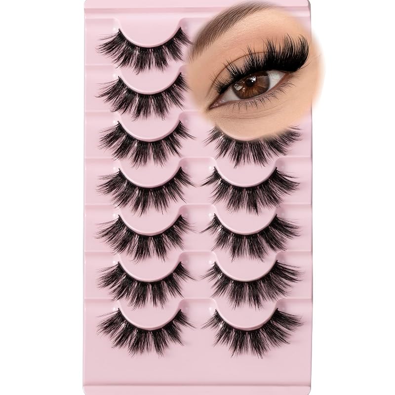FARRED Cílios Postiços em Tiras com Volume, Efeito Wispy e Formato Cat Eye, 7 Pares