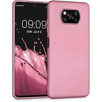 kwmobile Mobile Phone Case for Xiaomi Poco X3 NFC/Poco X3 Pro Case - Silicone Case Metallic Shimmer - Protective Cover - Metallic Rose Gold