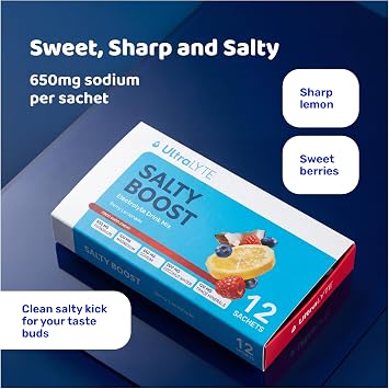 Ultra Lyte Electrolytes Drink Mix - Sugar-Free Salty Berry Lemonade Powder - 12 Sachets with High Sodium, Trace Minerals, and Coconut Water - Hydration for Workouts, Replenishment, and Wellness