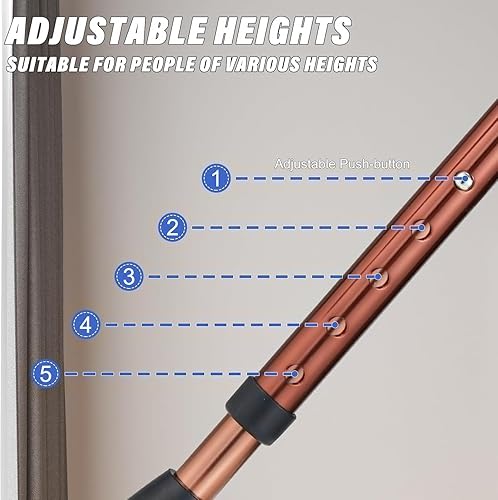 Miniatura 4 de Bastón de caminar con asiento adjunto, resistente, capacidad de 350 libras, ajustable, silla portátil, plegable, color marrón