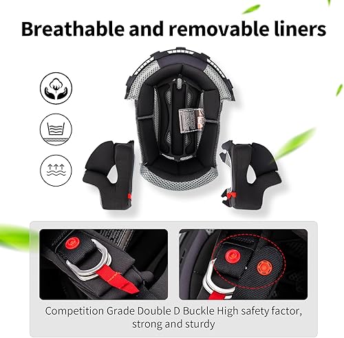 Miniatura 8 de VCOROS H637 - Cascos de motocross para adultos, ATV, Dirtbike, BMX, MX, todoterreno, aventura, UTV, con certificación DOT