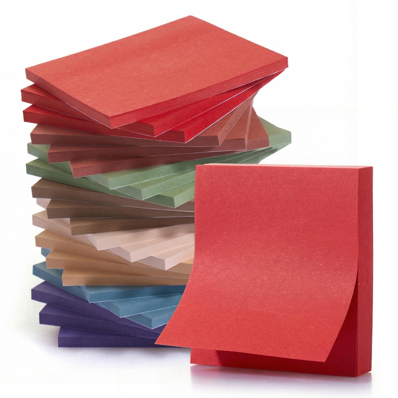 KIFZM 24 Pads Sticky Note Pads, Self-Stick 76 x 76 mm, 3 x 3 in Self-Adhesive, Square, for Presentations, Office, Home, Notebook (Vintage Colors)