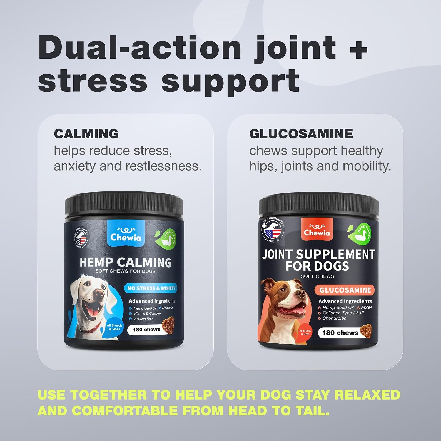 Calming & Hip Joint Support Chews for Dogs – Glucosamine Bundle for Senior & Active Dogs, Helps Maintain Calm Demeanor, Hip & Joint Comfort image 4