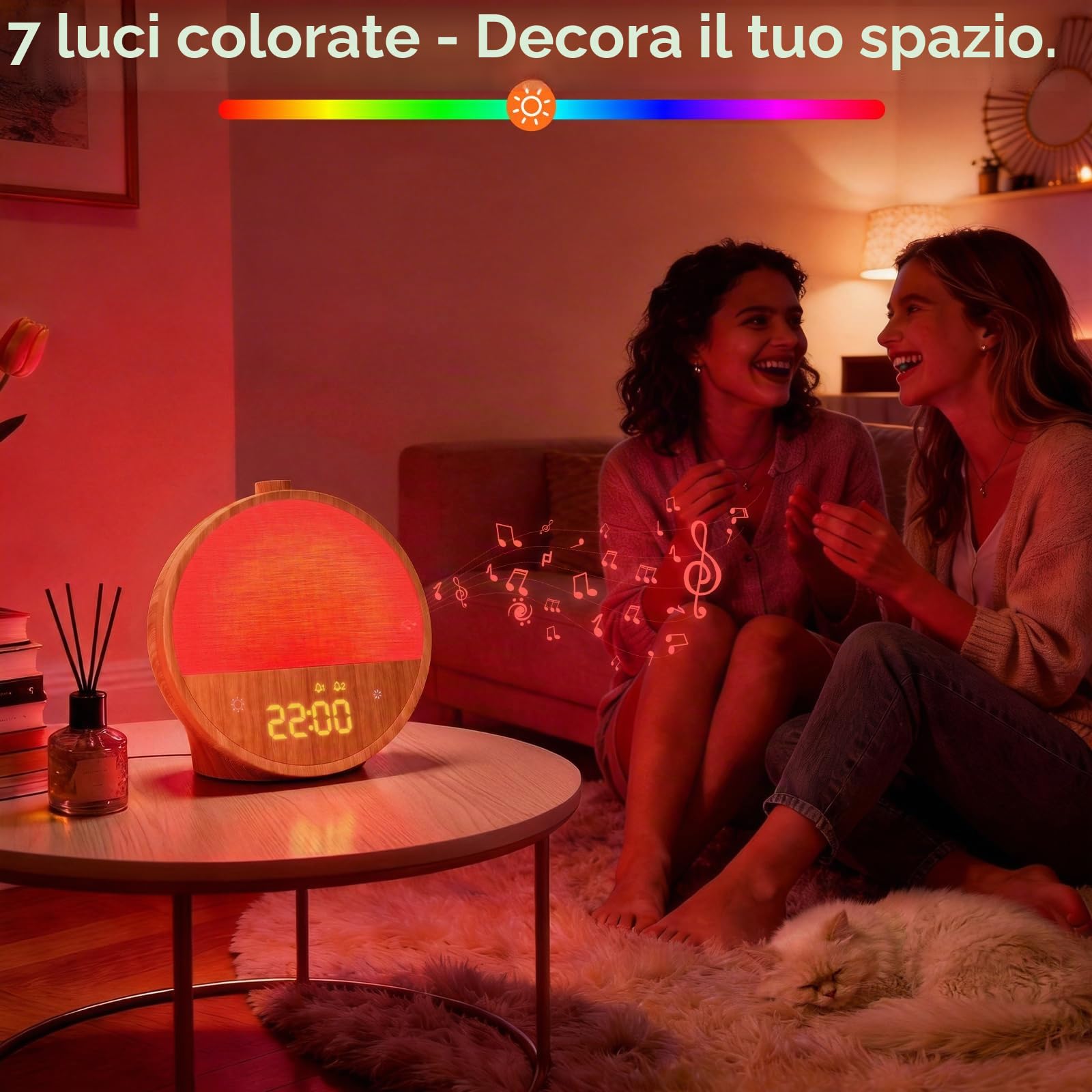 blonbar Sveglia con simulazione dell'alba, lampada da tavolo con luce RGB