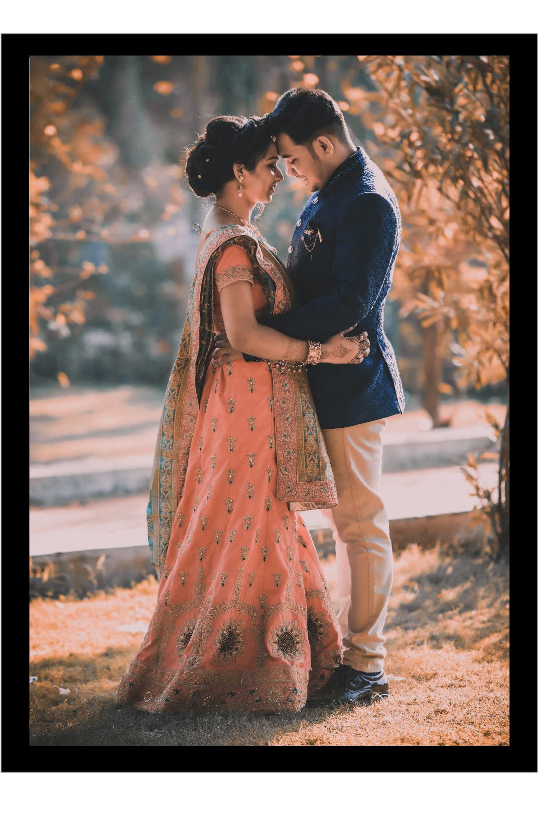 The 100 Customized Couple Photo Frame With Your Photo ( Acrylic Glass, A4 Wall Mount, Black)