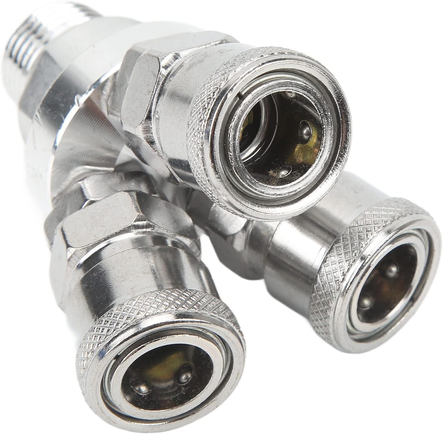 Kadimendium 3 Way Quick Coupler Quick Connect Air Hose Splitter Universal Type Male Thread Swivel Air Compressor Fittings Round Air Splitter Manifold G1/2