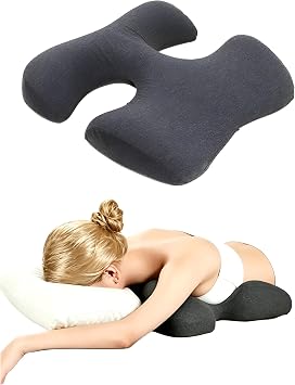 Breast Pillow for Massage, T-Shaped Dark Gray Memory Foam Chest Pillow, Face Down Pillow for Sleeping Massage Bed Spa Mastectomy Recovery