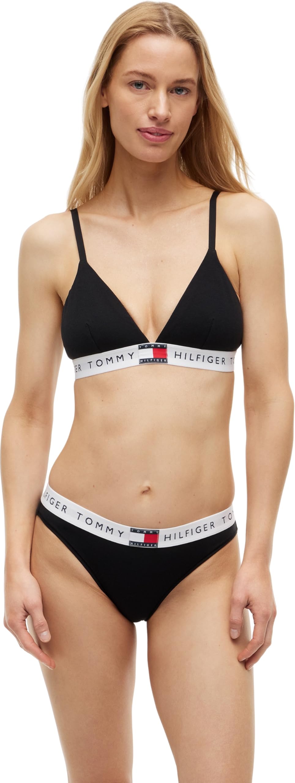 Tommy Hilfiger Women’s Triangle Bra with Logo Underband, Black (Black), XS