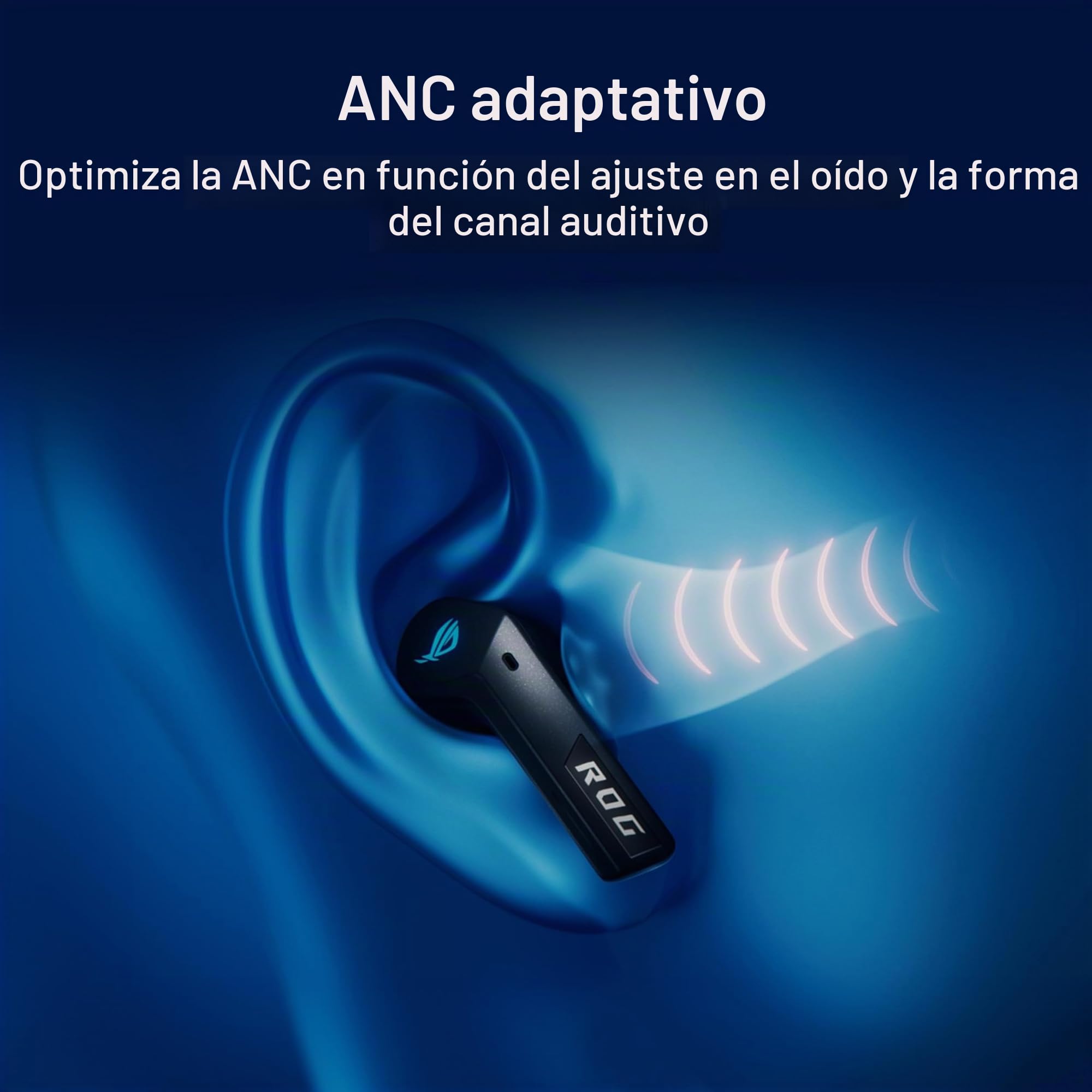 ASUS ROG Cetra True - Auriculares inalámbricos para Juegos (2.4 GHz y Bluetooth 5.3, ROG SpeedNova, Audio de 24 bits a 96 kHz, Dirac Opteo, micrófonos AI de conducción ósea, ANC adaptativo, duración