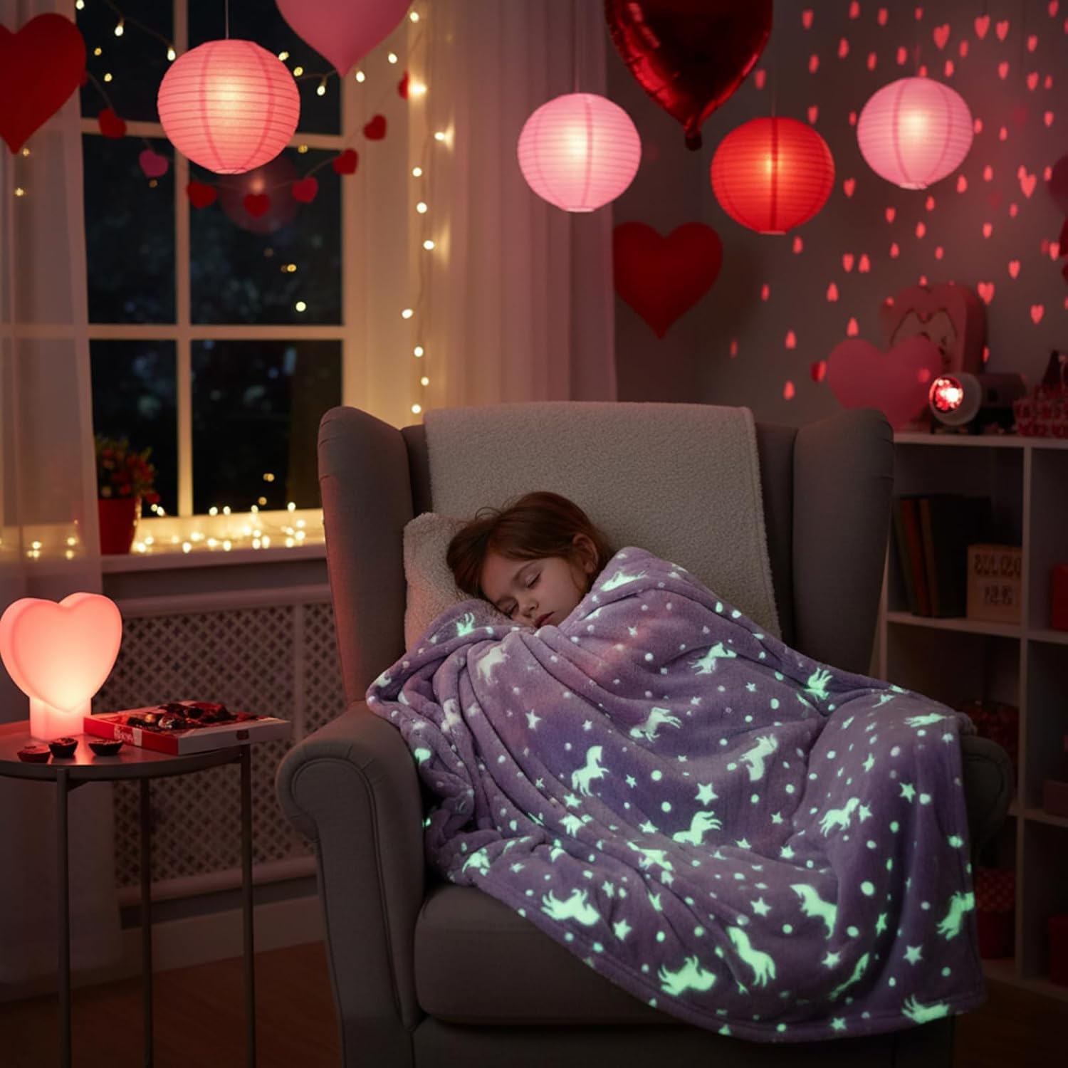 50"x60" Unicorn Kids Heated Blanket Girls Glow in The Dark Upgraded Children Heating Throw Electric Valentine's Birthday Gift with 10 Levels & 8 Hours Auto Off Etl Certified Machine Washable - Image 5