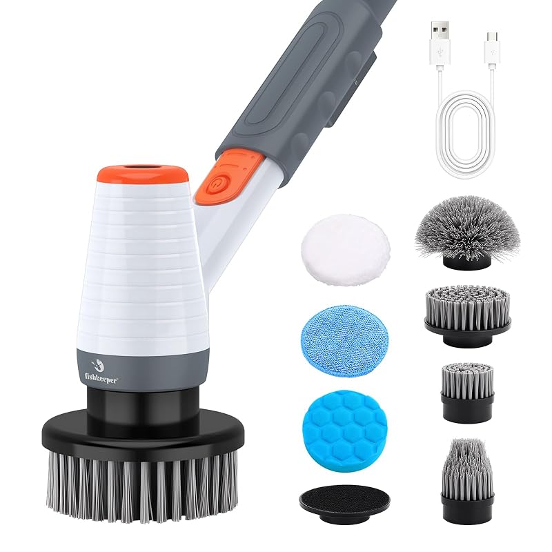 Raspador elétrico de algas para aquário fishkeeper com 8 cabeças, 3 velocidades e cabo ajustável SUS-FK120