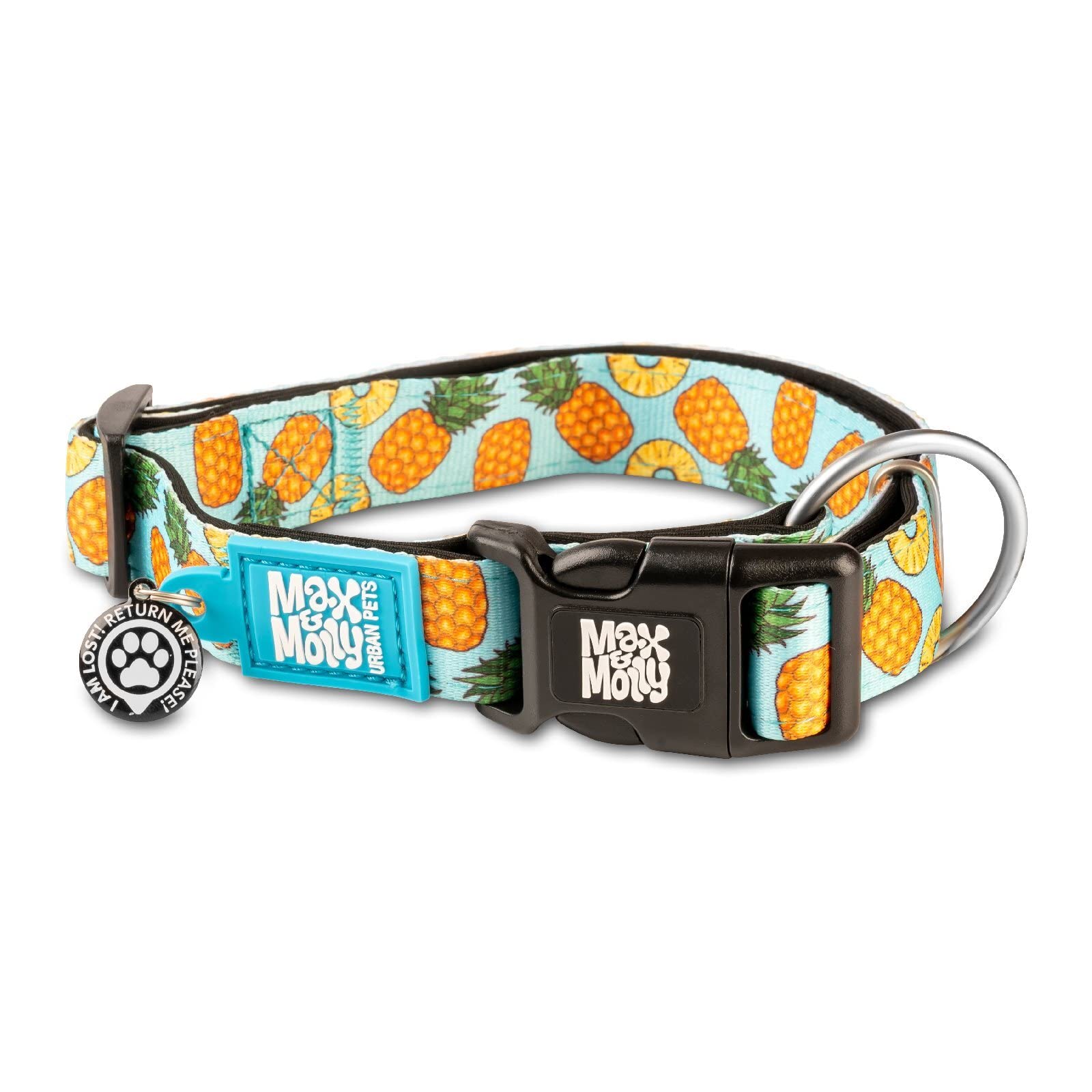 Max & Molly Urban Pets Fashion Smart ID Dog Collar, Anti-Fade, Adjustable Sizing w/Pet Profile Smart ID QR-Tag, Waterproof & Machine Washable, Sweet Pineapple Design, Extra Small (Neck Size 9-14") โ image 1