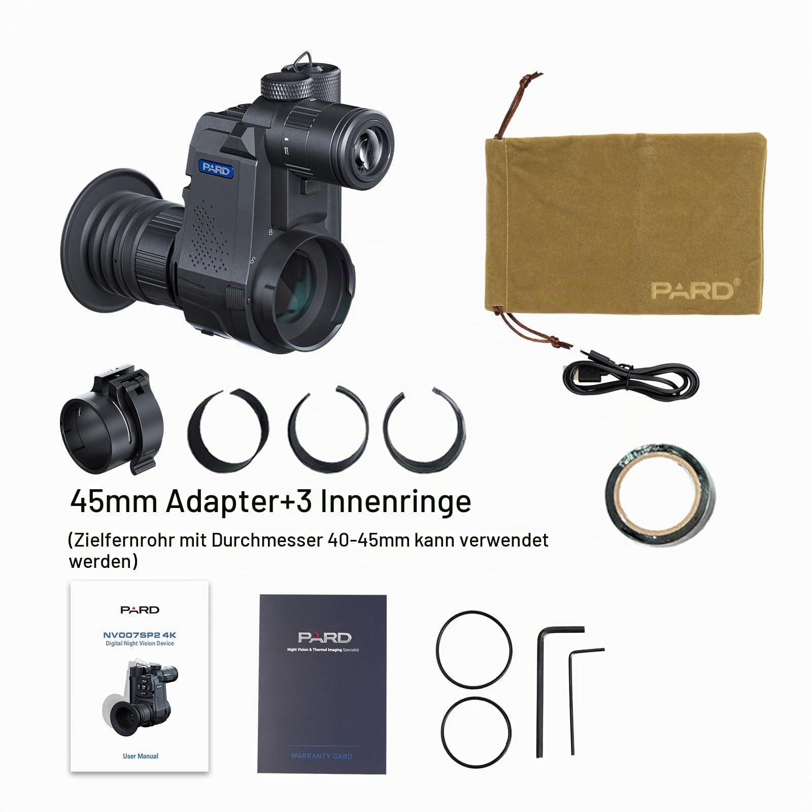 PARD Nachtsicht Monokular, Nachtsichtbrille mit 940nm IR, Bildaufzeichnung und Videowiedergabe, NV007SP2 4K-940nm
