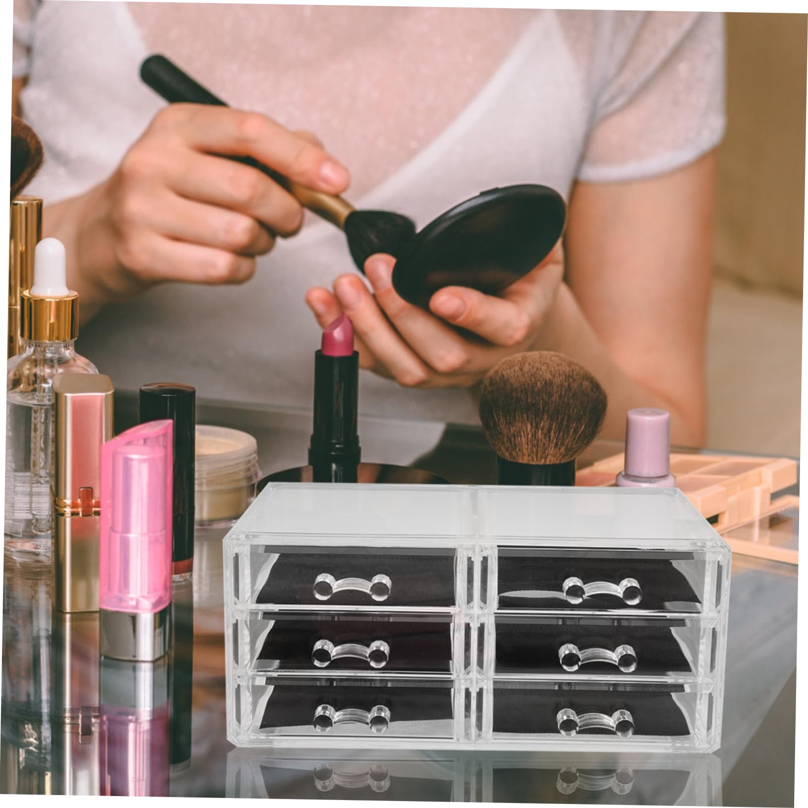 Transparent Organisateur de Maquillage Tiroirs en Acrylique, Grand